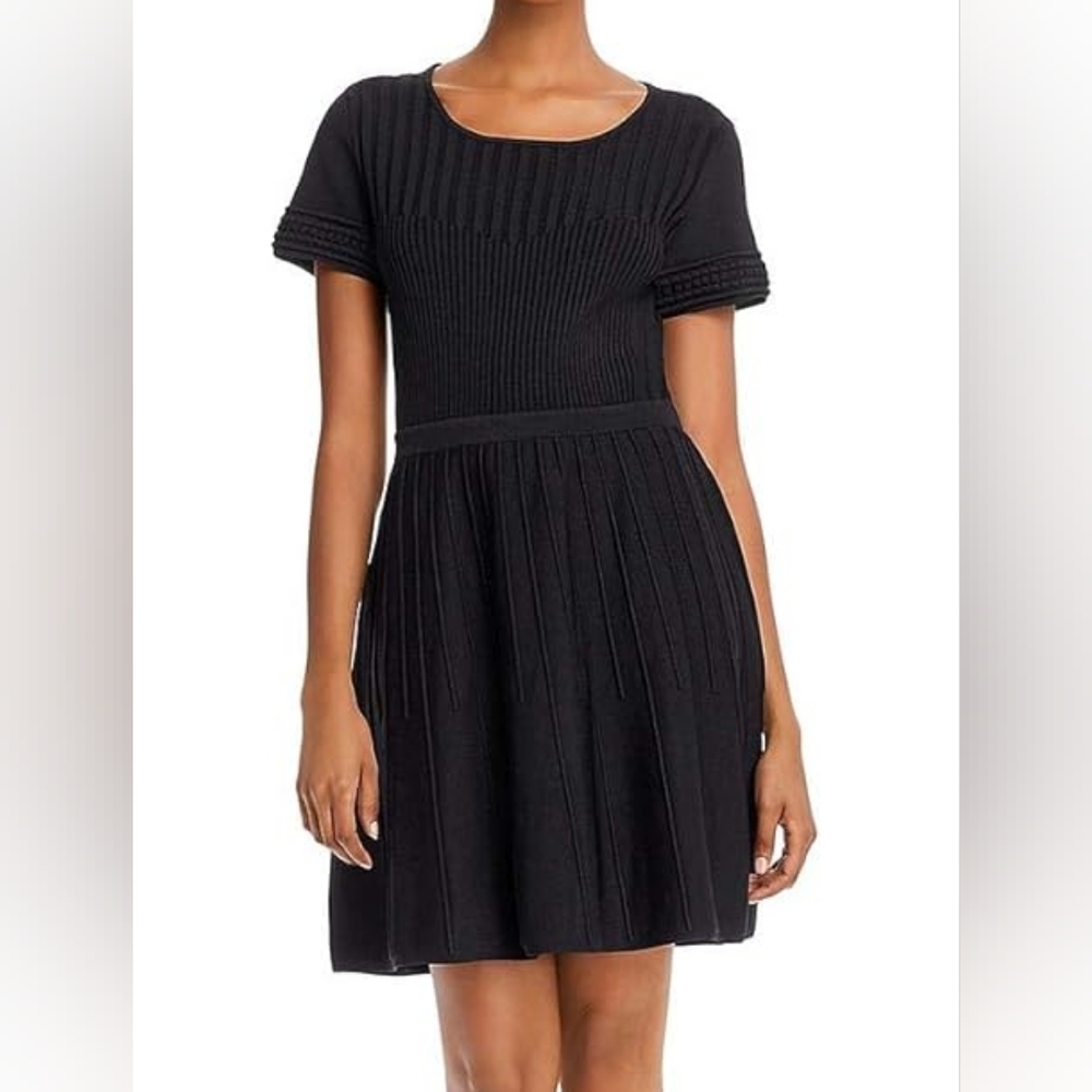 Parker Elegant Rib Black Dress